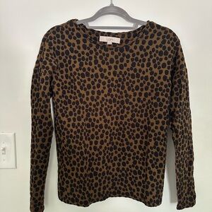 LOFT Women's Black and Brown Spotted Sweatshirt
